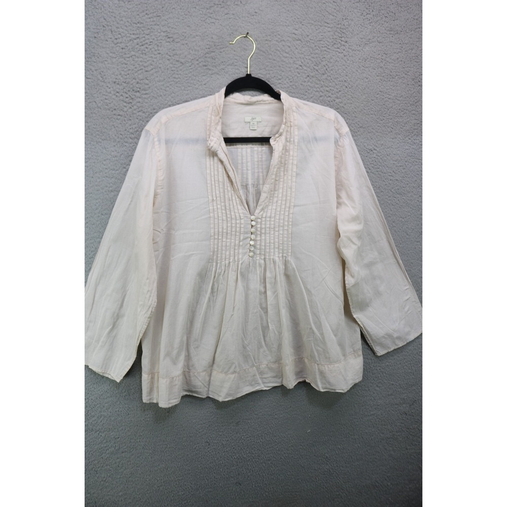 J.Jill Pintucked Long Bell Sleeve Semi Sheer Tunic-Size 1X-Minimalist